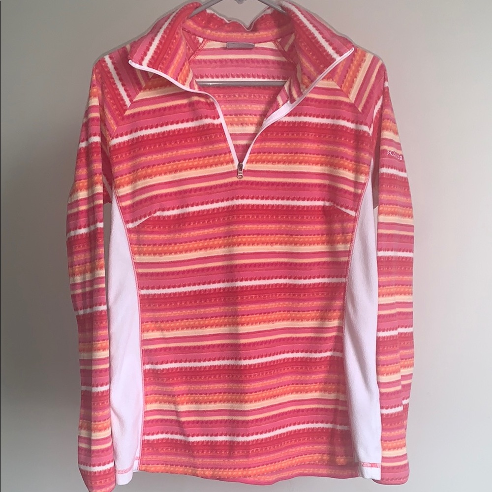 Columbia Pink and White Striped Pullover
